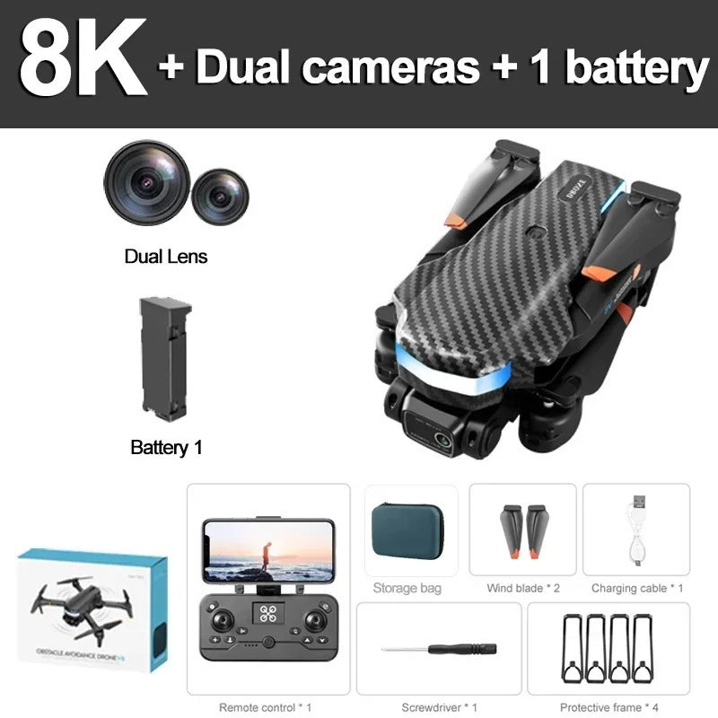 Original V8 Drone - 8K Professional Dual-Camera, 360° Obstacle Avoidance, WiFi RC Aircraft