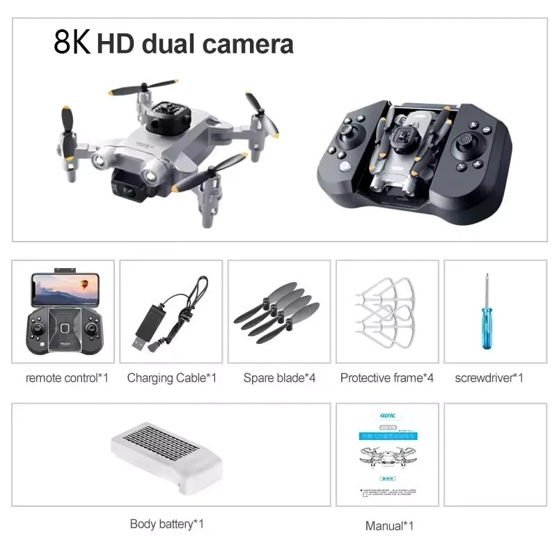 Mini Drone 5G 8K HD Dual Camera GPS FPV with 5-Sided Obstacle Avoidance