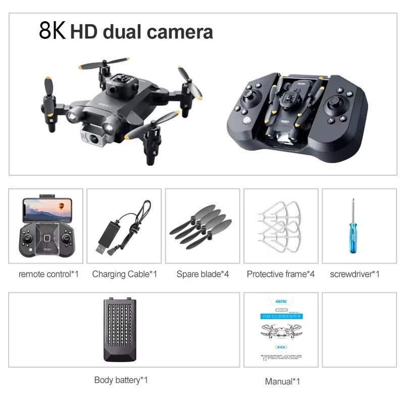 Mini Drone 5G 8K HD Dual Camera GPS FPV with 5-Sided Obstacle Avoidance